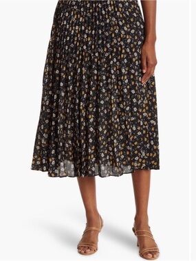 Max Studio Pleated Floral Midi Skirt Sz Medium